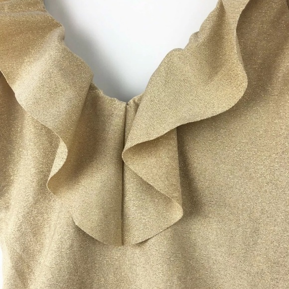 AERIE S 1pc Swimsuit Gold Shimmer V-neck Ruffle - Picture 5 of 8